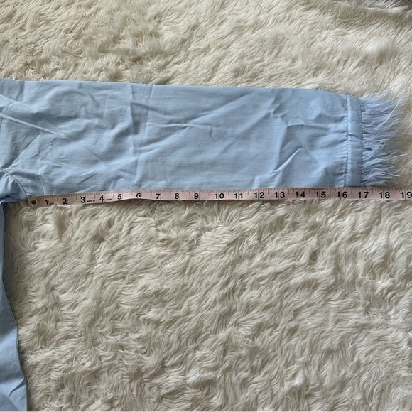 J. Crew Factory Top Feather-Trimmed Button-Up Shirt In Signature Fit Blue M NWT - Picture 12 of 12